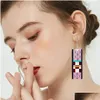 Party Favor 16 paires Tanjiro Boucles d'oreilles Demon Slayer for Women Men Girls Double face acrylique Hanafuda Drop Livrot Home Garden Festive DHBP3