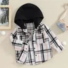 Jassen Mode Kinderen Kinderen Jongens Geruite Jas Met Lange Mouwen Capuchon Button-Down Peuter Meisjes Herfst Winter Casual Bovenkleding