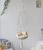 Kattbäddar möbler andningsbara ihåliga hängande korgar bomullslinje blomma potten frukt husdjur swing net väska gåva hem dekor1860080