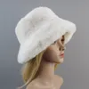 Estilo falso sombreros de piel de conejo súper suave mujeres sombrero de invierno forro de algodón cálido moda rusa gorros de esquí felpa color sólido 240106