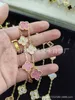 Acessórios de joias clássicas para van Fanjia Versão alta de quatro folhas grama cinco flores pulseira feminina chapeamento grosso ouro 18k diamante completo laser atirador transmissão ao vivo X24