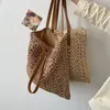 Moda palha tecido grande capacidade ombro saco de compras mulheres férias praia bolsa bolsa bohemia rattan malha tote para senhora 240106