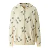 Damesvesten Dames S Vintage Sterpatroon Oversized Y2K-hoodiejack - Grafisch sweatshirt met ritssluiting voor casual streetwear-mode