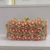 Fashionable Sweet Internet Celebrity Transparent Acrylic Flower Bag Banquet Bag Hand Woven Rhinestone Bag Underarm Women's Bag240115