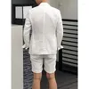 Men's Suits Summer Beach Linen Men With Short Pant Custom Made Wedding Groom Prom Terno Masculino Slim Fit Blazer 2 Pieces Jacket