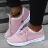 Dress Shoes Flache Damen-Sneaker aus Mesh-Material zum Schnüren, leicht, atmungsaktiv, zum Hineinschlüpfen, für Sport und Laufen