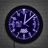 Hoogtemeter Neon Sign LED Wandklok Hoogtemeter Tracking Piloot Vliegtuig Hoogtemeting Moderne Wandklok Horloge Gag Gift Y323C