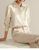 女性用ブラウスコーデュロイシャツはゆるいヴィンテージ春/夏のポロネック服ファッション長袖ycmyunyan
