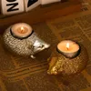 Ljushållare hartsharts Hedgehog Holder Animal Statue Candlestick Decor Ornament för hemmakontoret Bröllopsfest Desktop Drop