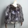 Kvinnor Real Silver Fox Fur Coats Winter Warm Natural Jackets Russian Lady Short Style äkta ytterkläder 240105