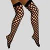 Sexy mulher cristal glitter coxa meias altas strass fishnet meia-calça diamante acima do joelho meias pretas lingerie 240106