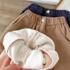 Baby Boy dziewczyna wiosna luźne swobodne spodnie dresowe moda koreańska solidna sztrukoi jesień dzieci jogger spodnie sportowe spodni 240106