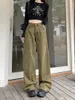 Women's Jeans WCFCX STUDIO Korean Brown Streetwear American Straight Pants Harajuku Fashion Wide Leg Casual