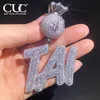 CUC Custom Double Letter Pendant With Dollar Bag Bail Iced Out Zirconia Gold Silver Color Halsband Män kvinnor Hip Hop Jewelry 240106