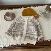 Automne hiver angleterre Style mode garçon fille enfants rayé tricoté Cardigan à manches longues pull bébé épaissir dessus chaud manteau 240106