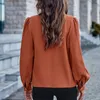 Chemisiers pour femmes Mode O Cou Couleur Unie À Manches Longues Hauts Habillés Décontractés Dames Élégantes Chemises De Haute Qualité Vacances Travail Blusas