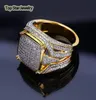 Vintage Copper Ring Shiny Micro Cubic Zirconia Real Gold Plated Rings Punk Finger Accessories For Men Hip Hop Rapper Jewelry Gift 4998982