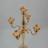 Candle Holders 5-arms Metal Gold Candelabras Crystal Candlesticks For Wedding Event Centerpieces