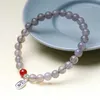 Charm Bracelets Natural Agate Bracelet With Small Tag Accessories Smoke Purple Gray Red Men And Women Fashion Single Ring
