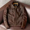 Style veste en cuir véritable Vintage marron manteau en peau de vache hommes Slim mode Biker veste taille asiatique S-6XL 240106
