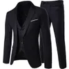 Blazer colete calças negócios cavalheiro 3 terno peças conjuntos/noivo casamento clássico sólido magro vestido masculino high end jaqueta calças 240106