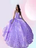 Светло-фиолетовое платье Quinceanera платья 15 лет 2022 года с аппликацией в виде бабочки Sweet 16 Quince XV платья для выпускного вечера7363465