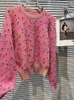 Women's Sweaters HIGH STREET Est 2024 Designer Fashion Women Gold Pearl Beading Bright Silk Knitted Pullover Sweater