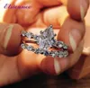 Pierścienie klastra Elsieunee 100 925 Srebrny srebrny marquise Symulowany Moissanite Diamond Wedding Pierścień zaręczynowy Zestawy ślubne WholesA8295938