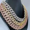 Bussdown Hip Hop Jewelry Crazy Design Heavy 20mm Iced Mens Miami Cuban Link Chain Cuban Baguette Moissanite Necklace