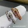 Nje6 Designer Luxury Jewelry Bvlger B-home Band Rings High Version Cnc Bone Spring Precision Edition Thick Plated 18k Gold Full Diamond Snake Ring