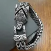 Nordic Viking Bracelet for Men Vintage Wolf Head Scandinavian Men's 12MM Width SSteel Square Franco Link Curb Chain 240105