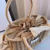 Designer- women Bag Classic wild classic straw woven vegetable basket bags retro pearl messenger shoulder handbags