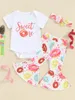 Zestawy odzieży Baby Girls Summer 3pcs Białe krótkie topy romperowe