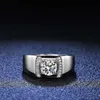 Band Rings Luxury Platinum PT950 Full Moissanite Diamond Rings for Men Finished Solid Atmosphere Boss Men's Ring Diamond Ring JewelryL240105