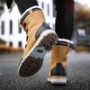 Fashion Men's Winter Boots Warm Fur High-top Snow Boot Men Waterproof Leather Platform Boots Outdoor Non-slip Men Winter Shoes 240106