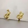 Stud Medio círculo diseñador de marca Acero inoxidable Oro plata rosa letra grabada pendientes de aro niñas joyería de boda mujeres