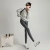 Leggings Femmes Sexy Pu Cuir Femmes Sharkskin Polaire Doublé Pantalon Skinny Taille Haute Épissage Pantalon Noir Hiver Collants Chauds Legging