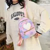 Sacs d'école Mini sac à dos femmes Nylon mignon petit Shopper sac à main livre multicolore avec pendentif coeur filles mode sac à bandoulière