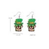 성 패트릭의 날 나무 녹색 축제 유니콘 고양이 개 두개골 클로버 럭키 잔디 귀걸이