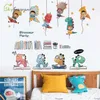 Grandi adesivi murali Simpatico dinosauro Combinazione Casa Autoadesiva Decorazione della camera dei bambini Camera da letto del bambino Comodino Decor Adesivo studio 211288N