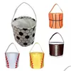 Other Festive & Party Supplies 2022 Basketball Easter Basket Sport Canvas Totes Football Baseball Soccer Softball Buckets Storage Bag Dh3Ym