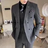 S-7XL Jacka Vest Pants High-End Brudgum Bröllopsklänning Solid färg Double-Breasted Suit 3st Mens Formal Business Suit 240106