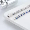 Rinntin 925 Sterling Silver Tennis Bracelet for Women m Clear Sapphire Cubic Zirconia Luxury Chain Jewelry SB137 240105