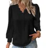 Abbigliamento da donna di vendita caldo in primavera e autunno, camicia patchwork in pizzo con scollo a V a maniche lunghe alla moda e alla moda, t-shirt da donna