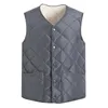 Gilets pour hommes hommes gilet doux col en v vers le bas rembourrage avec fermeture à bouton veste sans manches à l'épreuve du froid automne hiver couleur unie