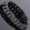 Brushed Black Stainless Steel On Hand Bracelet Men Fashion Men's Bracelets Matter 12MM Curb Link Chain Male Jewelry Accessories 240105