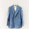 Womens Suits Blazers jackets coats woman Tide Brand Retro Fashion designer Blue Series Suit Jacket Lion Single-Breasted Slim Plus Size Women's Clothing