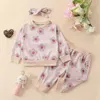 Kläder set baby flicka alla hjärtans dag outift småbarn hjärttryck kläder spädbarn tröja byxor 3 st.