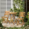 Camp Furniture 3 Piece Folding Acacia Wood Outdoor Patio Bistro Table And Chair Set