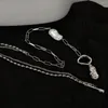 Ожерелья с подвесками, стерлинговое серебро S925, текстурированное жемчужное ожерелье в стиле барокко, женское платиновое ожерелье